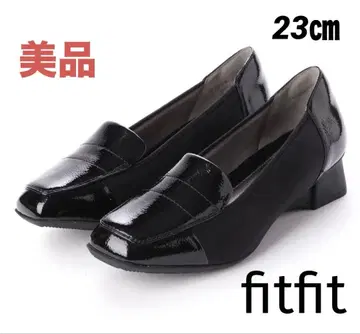 새상품급 fitfit 스트레치 로퍼 가죽 펌프스 신발 23 블랙