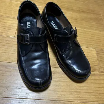 HARUTA 블랙 가죽 버클 로퍼