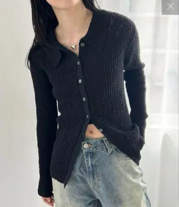 가격 인하! mystic 카라 달린 슬라브 가디건
