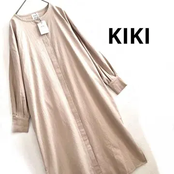 [ 새상품 ] KIKI 롱 셔츠 원피스 허리 벨트 포함 M 베이지 겉옷
