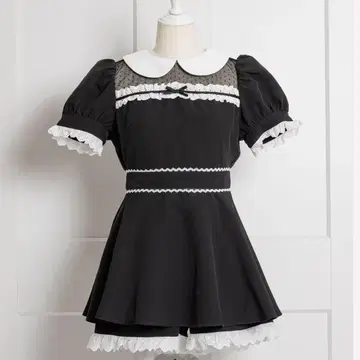 pium 코튼 프릴 도리 셋업 블랙