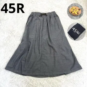 새상품급 45R 울 서지 테인트 스커트 플레어 A라인 드로 코드 밴딩