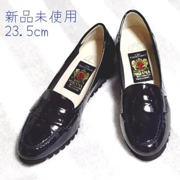 MIHAMA 23.5cm 네이비 에나멜 웨지솔 로퍼