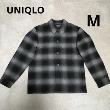 극상 UNIQLO 유니클로 체크 무늬 셔츠 자켓 블랙/그레이 M