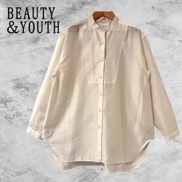 [ 고품질 ] BEAUTY & YOUTH 아이보리 긴팔 셔츠 광택감 오버