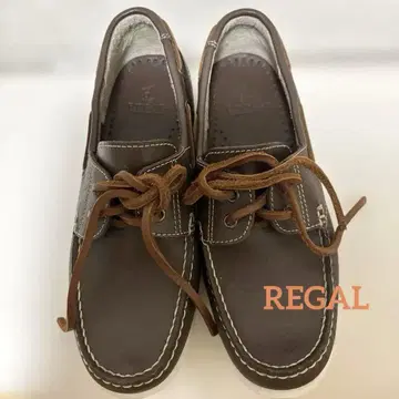 새상품급 REGAL 리 갈 가죽 데크 슈즈 브라운 24cm
