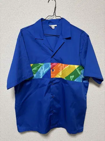 endless summer 컬러풀 스트라이프 반팔 셔츠 파랑