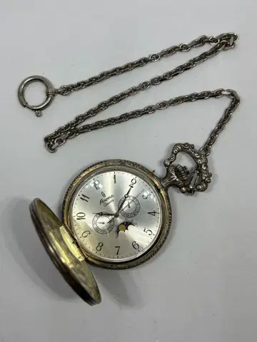 AROMA SWISS 헌터 케이스 문페이즈 회중시계 체인 포함