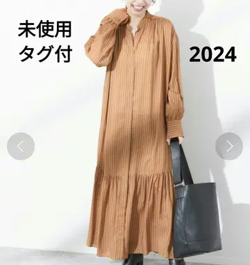 미사용 르사주 스트라이프/데신 맥시 티어드 원피스 2024