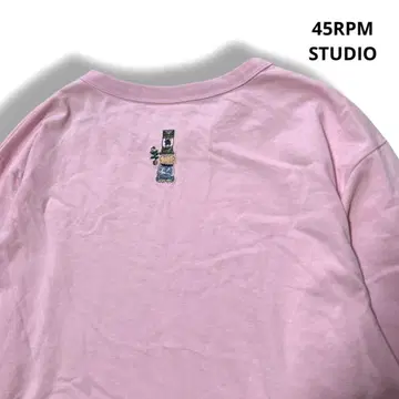 45RPM STUDIO 롱T 핑크 자수 마루노마하이켄부 코튼