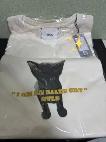 미사용 GVLS 검은 고양이 t셔츠