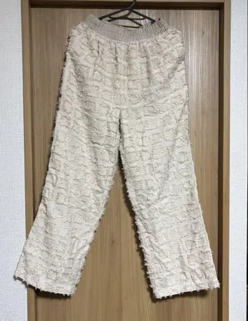 스퀘어 샤기 스트레이트 팬츠 아이보리 M 사이즈