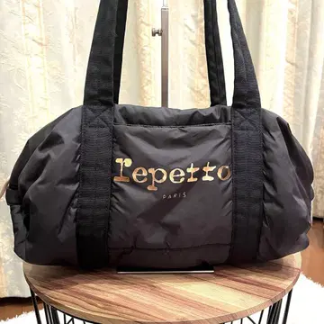 고품질 repetto 레페토 보스턴 백 나일론 블랙 컬러 골드 로고