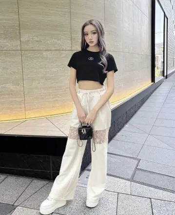 Rady 레이스 라인 와이드 팬츠 화이트 M 사이즈