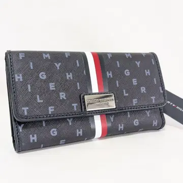 Tommy Hilfiger 장지갑 올 로고 무늬 트리코 네이비