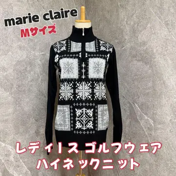 marie claire 눈꽃 패턴 하이넥 긴팔 니트