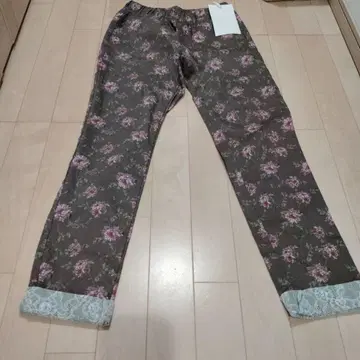 오샤레 워커 누아르 레깅스 팬츠 꽃무늬 밑단 레이스