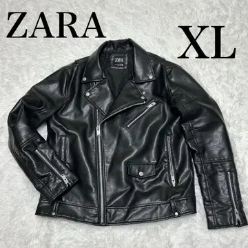 ZARA 더블 라이더 자켓 XL 인조 가죽 블랙 650