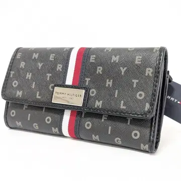 Tommy Hilfiger 장지갑 올 로고 무늬 트리콜로르 블랙