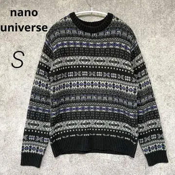 [ 나노 유니버스 ] 페어아일 패턴 니트 스웨터 모 혼합 긴팔 블랙 S