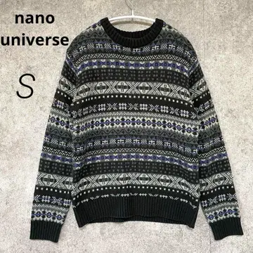 [ 나노 유니버스 ] 페어아일 패턴 니트 스웨터 모 혼합 긴팔 블랙 S