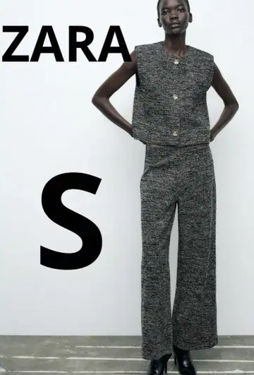 ZARA 자라 새상품 텍스처 원단 와이드 레그 팬츠 S