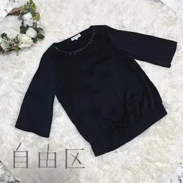 [ 새상품급 ] 자유구 블랙 블라우스 40 빅 사이즈 L 비쥬 깔끔한