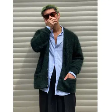 Lemontea FRAGILE Mohair cardigan green