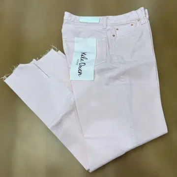 미라 오웬 밑단 단차 테이퍼드 데님 팬츠 핑크 사이즈 1