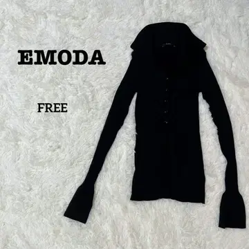 EMODA 에모다 긴팔 니트 가디건 리브 블랙 FREE