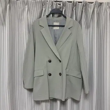 라이트 그린 테일러드 자켓 더블 버튼