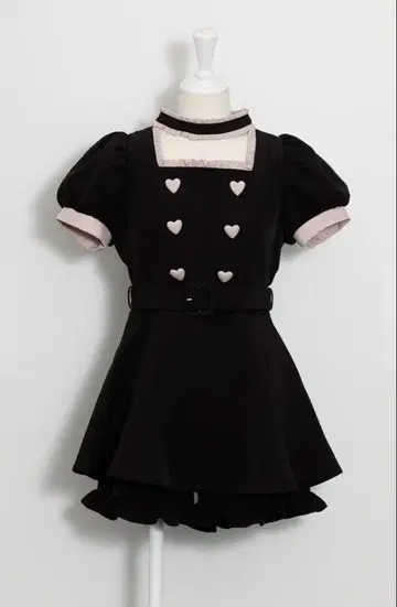 pium 피 초커 프릴 하트 버튼 셋업 블랙