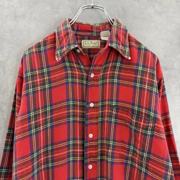80s USA L.L Bean 타탄 체크 셔츠 M 페인트 분위기