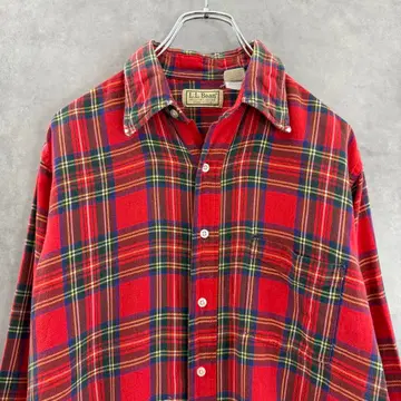 80s USA L.L Bean 타탄 체크 셔츠 M 페인트 분위기