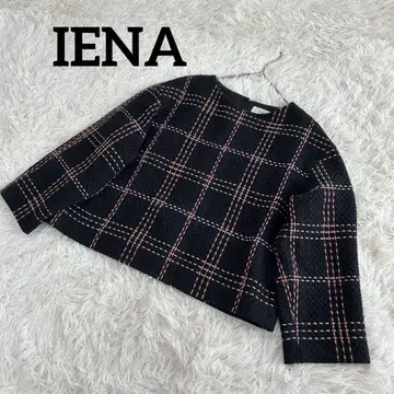 IENA 이에나 상의 체크 무늬 네이비 핑크 블랙 블랙 오피스