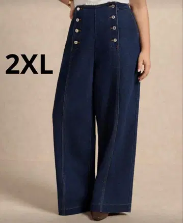 여성용 캐주얼 팬츠 하의 와이드 데님 Plus Size
