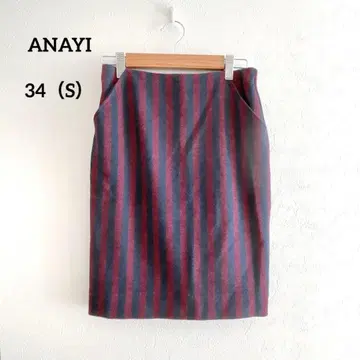 ANAYI 아나이 스트라이프 타이트 스커트 34 S 울 혼방
