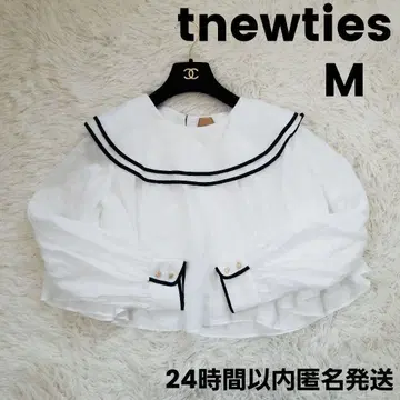 투웬티즈 플레어 라인 블라우스 M 화이트 tnewties 레트로