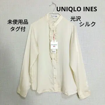 [택 포함] UNIQLO INES 이네스 실크 100% 프릴 블라우스 M