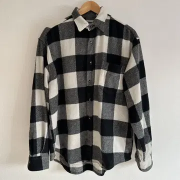 이탈리아제 버팔로 체크 셔츠 울 화이트 x 블랙
