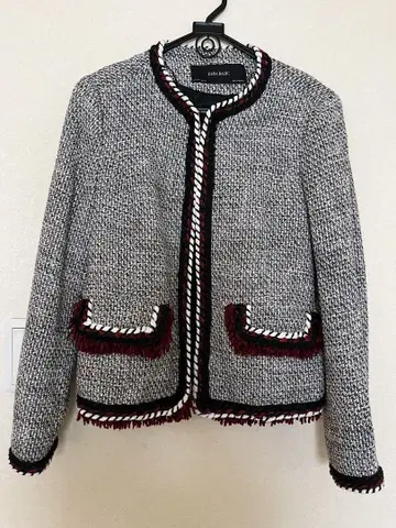 ZARA BASIC 노카라 트위드 자켓 EU 36