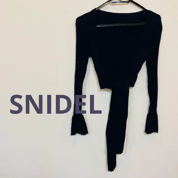 SNIDEL 네이비 리브 긴팔 가디건