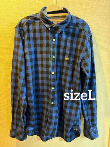 LACOSTE L!VE 파랑과 블랙 체크 셔츠 41