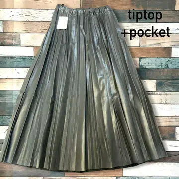 tiptop 인조 가죽 플리츠 스커트 다크 그레이 F 택 포함 새상품