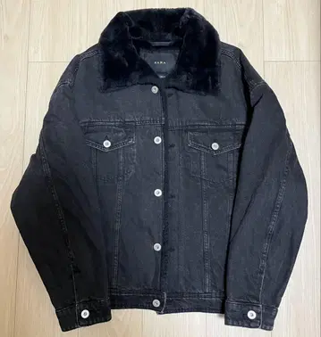 ZARA 블랙 데님 자켓 퍼 코트