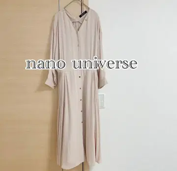 나노 유니버스 원피스 긴팔 원피스 핑크 플리츠 프론트 버튼