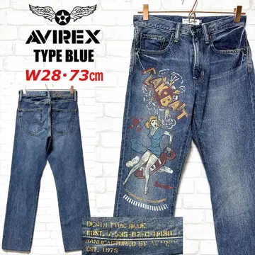AVIREX TYPE BLUE 페인트 데님 폭격기 전투기 노즈 아트