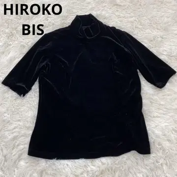 [ HIROKO BIS ] 터틀넥 오부 소매 티셔츠(9) 벨벳/블랙