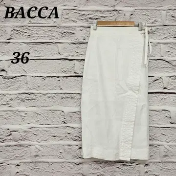 바카 [ 36 ] 롱 랩스커트 린넨 혼방 큐프라 안감 화이트