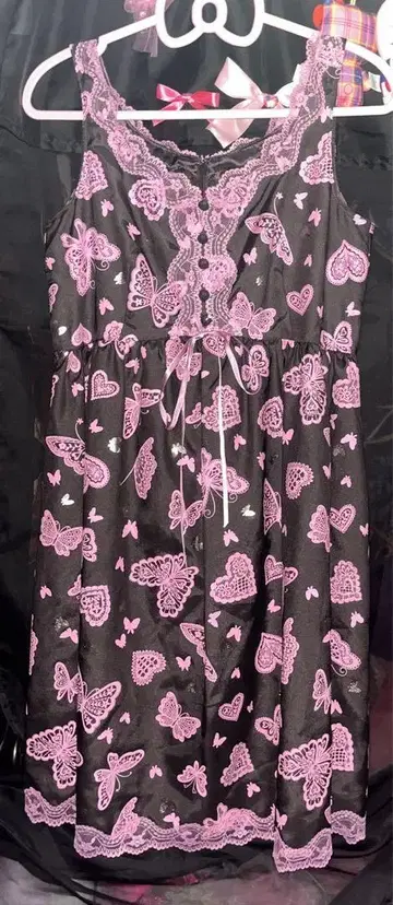 MILK 원피스 버터플라이 세레나 블랙 x 핑크